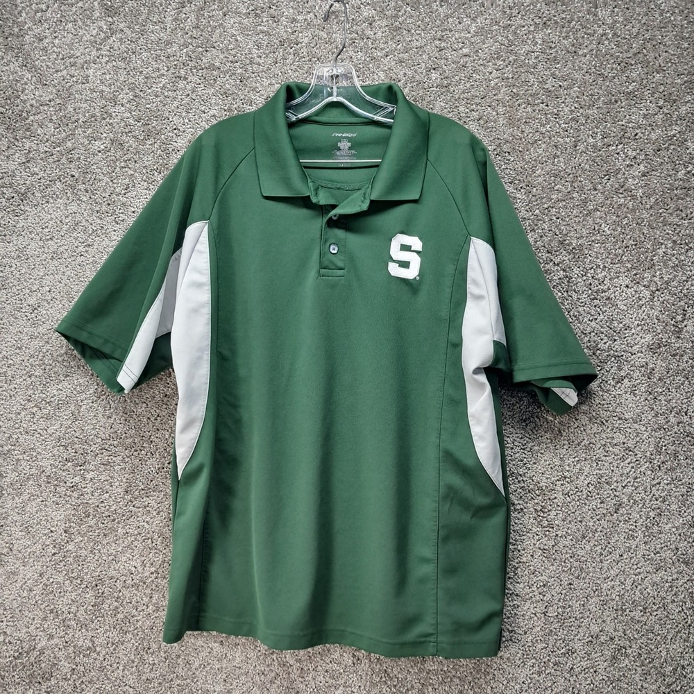 Pro Edge Michigan State Spartans Mens Green White Performance Polo Shirt Large